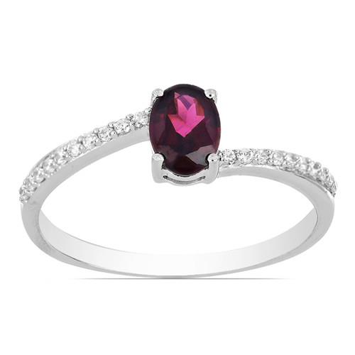0.91 CT RHODOLITE STERLING SILVER RINGS WITH WHITE ZIRCON #VR017195